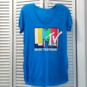 MTV t shirt unisex size MEDIUM Turquoise blue graphic tee